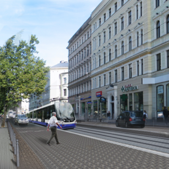 Traffic flow survey and modeling for low floor tramway route  in section Radio circle – Bergi, Riga